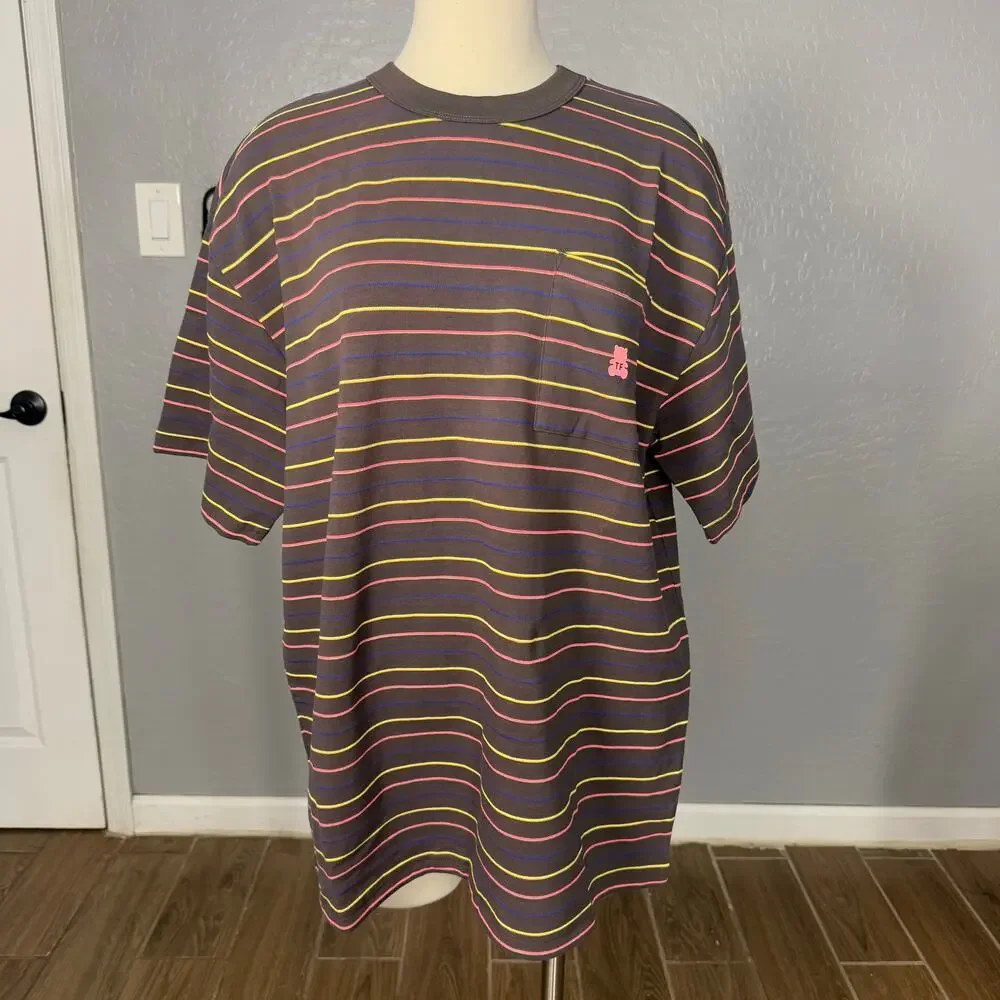 Teddy Fresh Yarn Dyed Neon Stripe Tee, Brown, XL